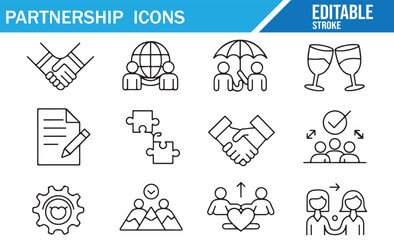 Corporate Partnership and Collaboration Icons for Business Networks