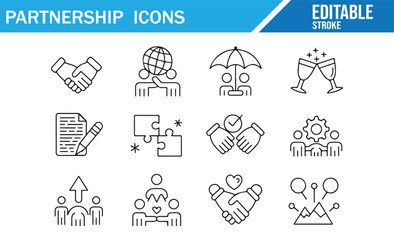 Icons Representing Business Relationships, Partnerships, and Teamwork