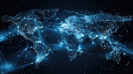 Global network map, glowing connections