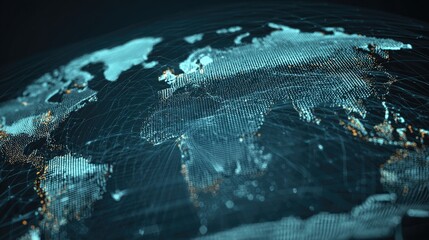 Global network, digital world map