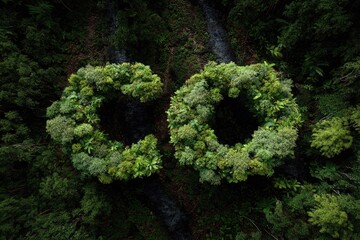 Lush green foliage forms the letters "CO" in a dense forest