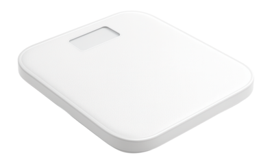 White digital bathroom scale.
