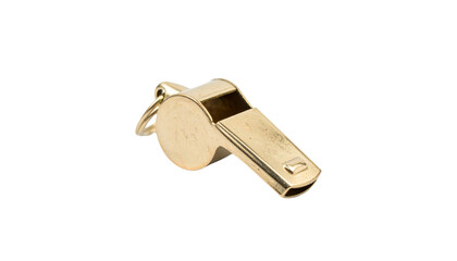 Metal referee whistle, isolated on white background, sports officiating gear PNG