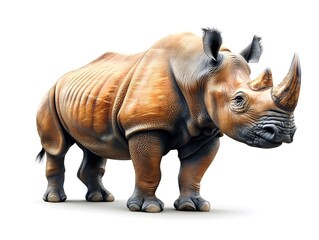 Fototapeta premium Majestic rhinoceros standing confidently in a sunlit savannah during midday hours