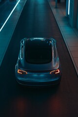 Futuristic electric car with reflections