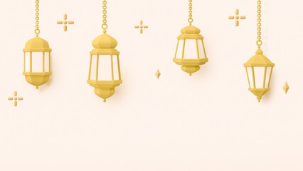 3D Ramadan computer wallpaper, lantern border background
