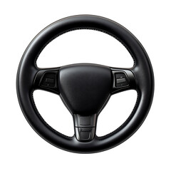 Modern car steering wheel with integrated controls isolated on transparent background
