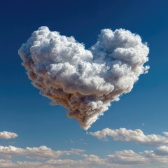 Heart-shaped cloud floats in a vibrant blue sky