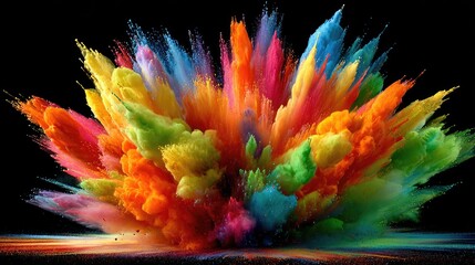 Colorful powder explosion on black background