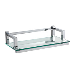 Sleek Glass & Chrome Bathroom Shelf: Modern & Minimalist Design