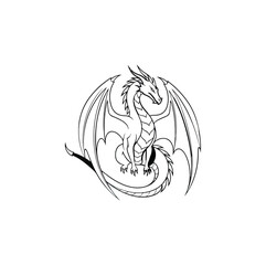 Naklejka premium Black and white dragon graphic design