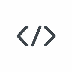Simple, stylized graphic of angled brackets and a forward slash, representing code.