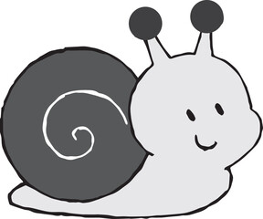 Cute cartoon snail with a happy face and swirly shell