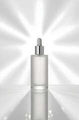 Elegant Cosmetic Serum in Frosted Glass with Soft Illumination, Luxury Editorial Style