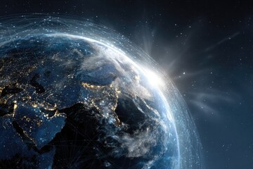 Obraz premium Earth with global network