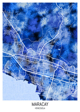 Maracay Venezuela City Map. city background, abstract city printable, city travel, city banner, modern city, city background, abstract watercolor paint urban background