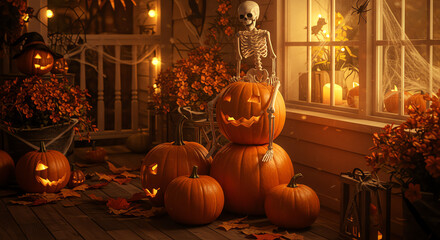 Obraz premium halloween pumpkin lantern