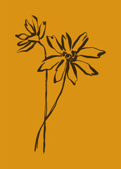 Flower line art, Chinese brush design