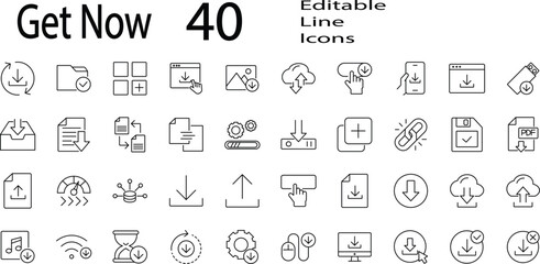 New year holiday set of web icons in line style. Merry Christmas and Happy New Year icons for web and mobile app. Winter, xmas, celebration, party, birthday, event, santa, tree, snow. Editable stroke