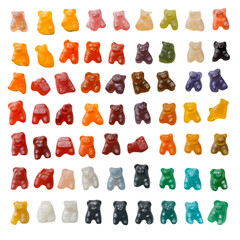 Colorful Gummy Bear Collection: Vibrant Candy Background on transparent background