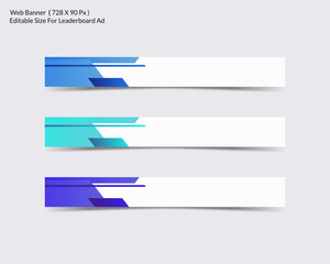 Fototapeta premium set of colorful web banner background for leaderboard ad with editable size