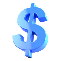 Obraz premium 3D dollar currency icon in cartoon plastic style, isolated on a transparent background, generative AI