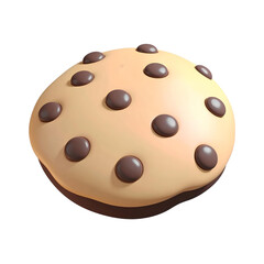 Fototapeta premium 3D cookies icon in cartoon plastic style, isolated on a transparent background, generative AI