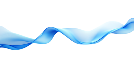 Wavy Blue Abstract Ribbon or Fabric Isolated on Transparent Background
