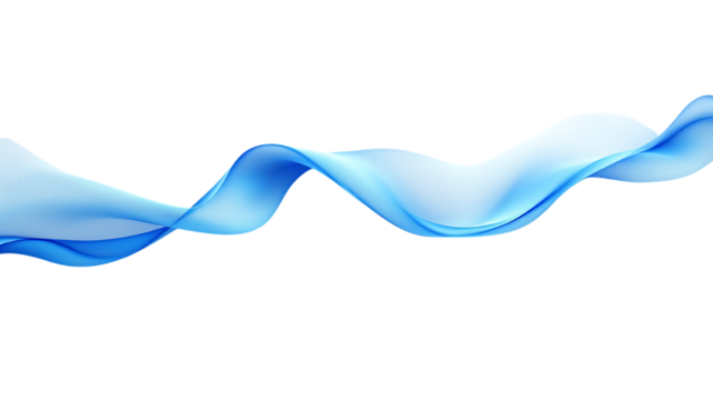 Wavy Blue Abstract Ribbon or Fabric Isolated on Transparent Background
