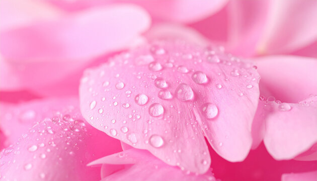 water drops on flowers petals, macro background