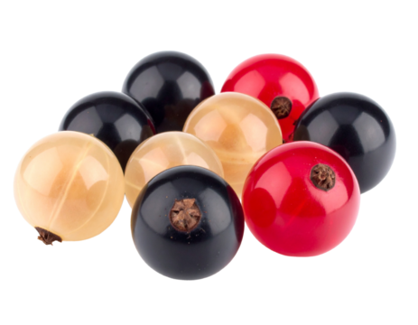 Black, Red, and White Currants isolated on transparent background