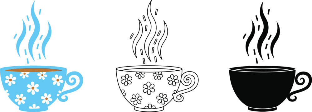 Tea cup vector graphic illustration hot drink beverage design