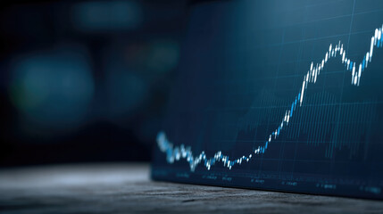 Financial chart stock market graph investment growth blue background data analysis business success upward trend digital display