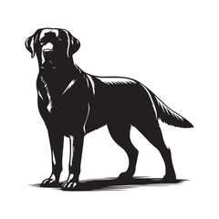 Labrador Retriever vector silhouette showcasing loyal, friendly, and playful nature, ideal for pet art, dog breed graphics, creative design, wall decor, digital projects, logos, and illustrations.

