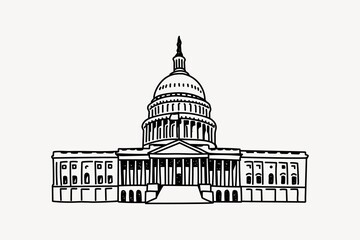 Fototapeta premium Capitol Building USA line art illustration isolated background