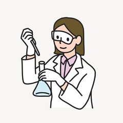 Young female scientist working in lab illustration