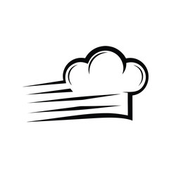 Modern Chef Hat Icon with Motion Lines in Minimalist Style, White Background