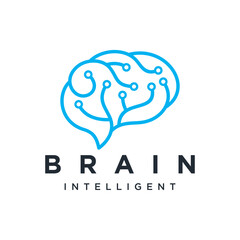 Creative Digital Brain Logo Design Template inspiration
