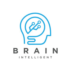 Creative Digital Brain Logo Design Template inspiration