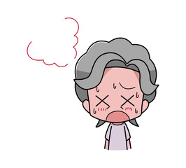 暑さで皮膚が赤くなる高齢女性のイラスト