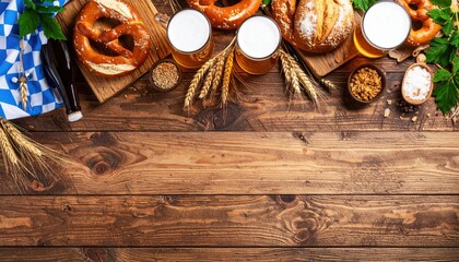 Bavarian beer fest celebration munich food and drink photography rustic environment top-down view culinary delight