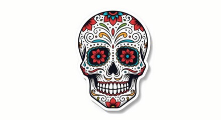 Fototapeta premium Sugar Skull Sticker Day of the Dead Festive Decoration
