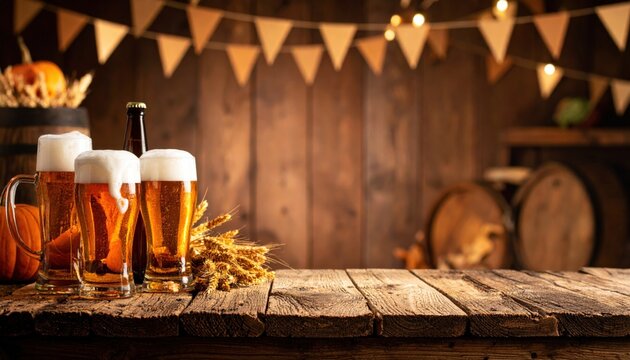 Celebrating autumn with craft beer rustic bar setting beverage photography cozy atmosphere close-up view seasonal vibes