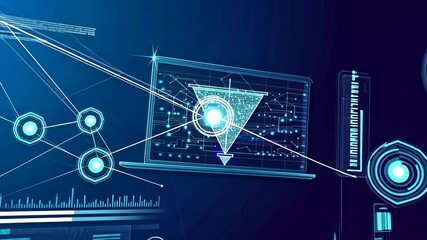 Big Data Sales Funnel on Laptop, High Detail Vector - Powered by Adobe