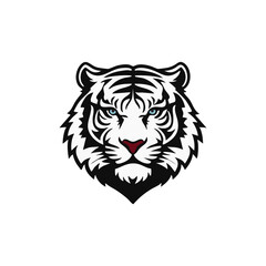 Majestic White Tiger Head with Striking Blue Eyes