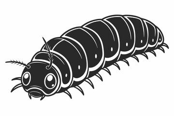 Cute caterpillar illustration isolated on white background in black and white