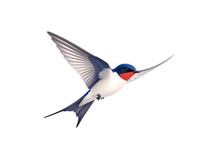 Obraz premium Colorful fluffy swallow soaring gracefully with realistic textures and playful vibes