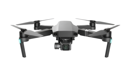 Modern drone with camera isolated on transparent background