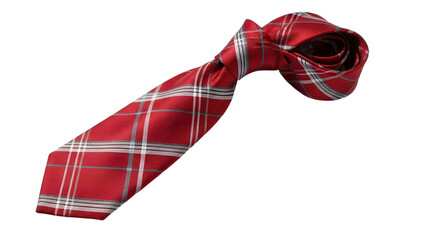 Red checkered tie isolated on transparent background