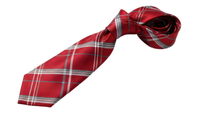 Red checkered tie isolated on transparent background
